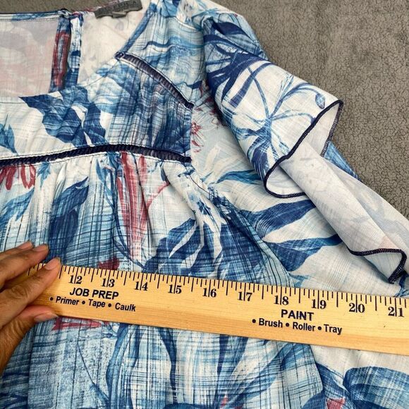 Joseph A. Women's size XL Blue Blouse Womens  Casual Floral Flutter Sleeve Boho - Picture 4 of 16